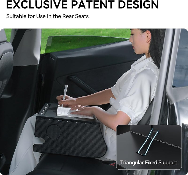 YONZEE Foldable Desk Food Tray (Carbon Edition) for Tesla Model Y Model 3 S X Y Juniper- Upgraded Table with Support Leg for Dining, in-Car Work, Travel and Outdoor (1 Pack) - Image 5